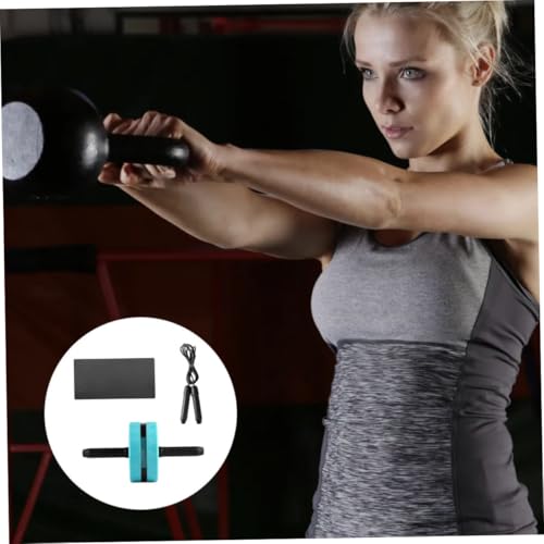 Mikinona Blue Ab Roller Wheel with Knee Pad and Jump Rope for Women Non-slip Handles Core Strength Trainer for Home Gym Fitness Equipment Suitable for Beginners and Advanced Abdominal