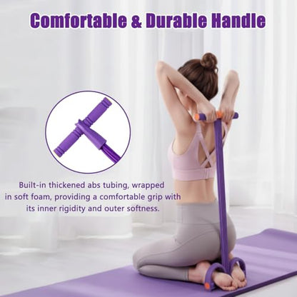 Pedal Resistance Band with Handle, 6-Tube Elastic Yoga Pedal Puller, Multifunction Tension Rope for Home Gym Arm and Waist Training Pedal Band