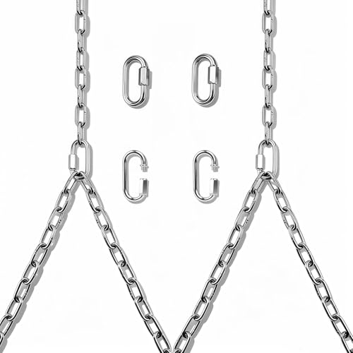 Heavy Duty Porch Swing Hanging Chain Kit, 2 Pack, Silver | 1500 Lbs Capacity, 7.1ft Rustproof Zinc-Plated Y-Chain Assemblies, 4 Quick Links Included, For Hammock Chairs, Punching Bags