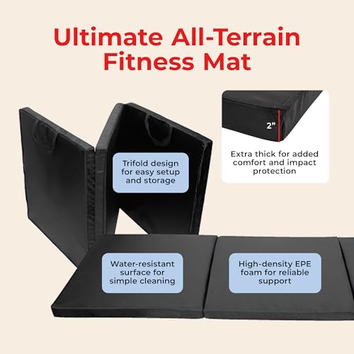 Sunny Health & Fitness Tri-Folding & Puzzle Exercise Mats – Extra Thick, Durable, Non-Slip, Water-Resistant Cushioning for Home Gym, Yoga, MMA, Gymnastics, Cardio, and Core Workouts - style: 6 FT x 2 FT