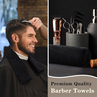 Salon Towels 12 Pack, Black Hand Towels for Bathroom, Quick Dry Gym Towels, Spa Face Towel, Absorbent Microfiber Towels for Salon, Barber, Gym, Bath, Pedicure and Home Hair Care,16 x 27 in - color: Black