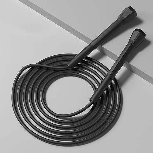 Jump Ropes for Fitness Adjustable Lengre Soft Skipping Rope Lightweight Non-Kinking PVC For Women Men Exercise Activity Indoor Outdoor Fitness - color: Black
