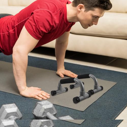 H-shape Push up Bars Parallette Bars Non-slip Portable Exercise Handles Home Gym Equipment for Chest Training and Floor Workout Strength Training