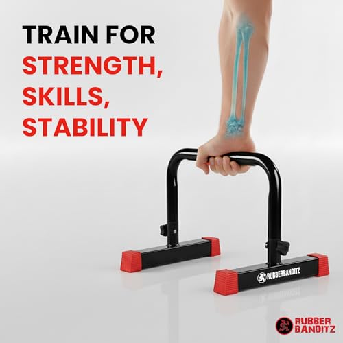 Parallette, Parallel Bars & Dip Station, Home Gym Essentials for L-Sit, Calisthenics, and Upper Body Workouts, Heavy Duty Ideal for Push Ups, Dips, Handstands & Gymnastics | Pack 1