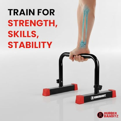 Parallette, Parallel Bars & Dip Station, Home Gym Essentials for L-Sit, Calisthenics, and Upper Body Workouts, Heavy Duty Ideal for Push Ups, Dips, Handstands & Gymnastics | Pack 1