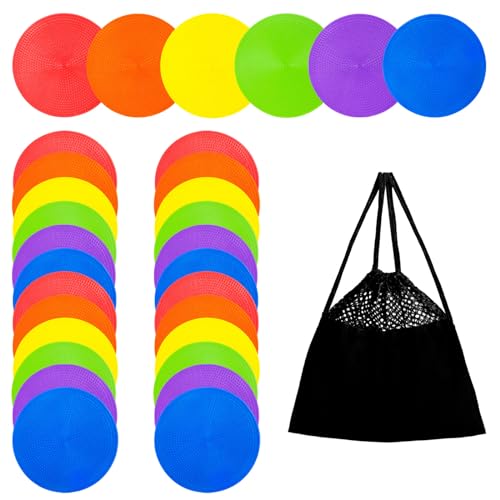 Non Slip Rubber Floor Markers 4.72 Inch 9 Inch 6colors | Multicoloured Poly Dots are suitable for football training and agility drills Marking positions in dance studios - style: 4.72inch 24pcs