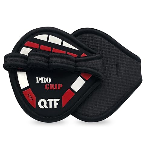 QTF Gym Grips Pads - Neoprene Gloves Gym Palm Protector Weight Lifting Grips Replacement of Workout Gloves Men and Women - Lifting Grip Pads for Weightlifting, Calisthenics. - color: Red