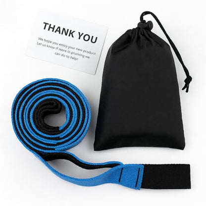 Yoga Stretch Strap with 10 Loops – Non-Elastic Strap for Flexibility, Physical Therapy, Pilates, and Home Workout (Blue)