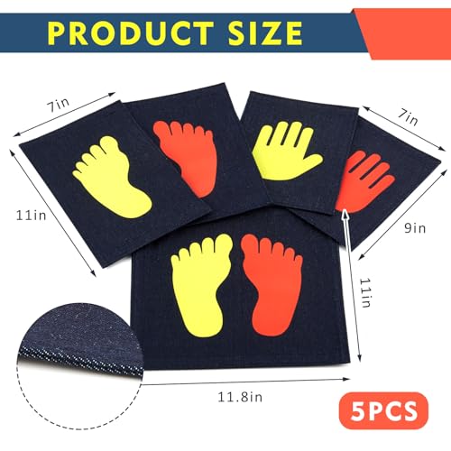 Nuanchu 5 Pcs Hand and Foot Placement Gymnastics Feet Hand Twister Game Stepping Denim Placement Carpet Flat Markers Stones Non Slip Cartwheel Mats for Adults Classroom Gymnastics Training Equipment