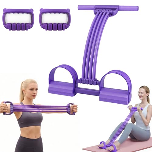 3 in 1 Adjustable Pedal Resistance Band, 8-Tube Multifunction Tension Rope, Natural Latex sit-up Trainer Resistance Band Suitable for Fat Loss and Full-Body Shaping Workout - color: 8-Tube Purple