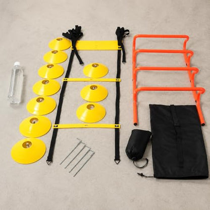 Agility Ladder Speed Training Kit, Soccer Training Equipment Set, PP Rung Agility Ladder Synthetic Disc Cones with Storage Bag, Training Set Type a Training S