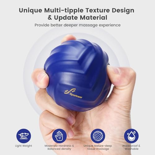 Sportneer Massage Lacrosse Ball with String, Deep Tissue Massager for Back Myofascial Release, Shoulder Trigger Point Therapy & Foot Plantar Fasciitis, Free Relax for Whole Body (Blue)