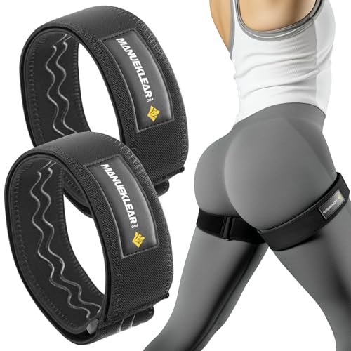 MANUEKLEAR Non-Slip Blood Flow Restriction Bands for Thighs, BFR Booty Bands for Women Glutes Leg, Adjustable Occlusion Thigh Bands for Workout Leg & Hip - color: Black