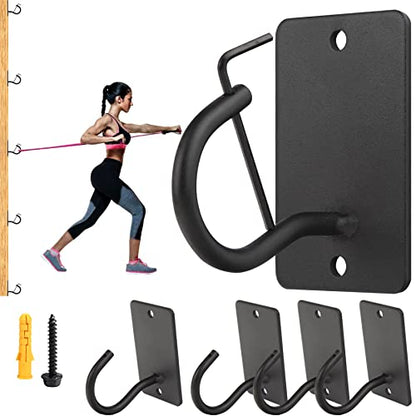 Resistance Band Wall Anchors Mount 5 Set with Lock, Gym Workout Band Heavy Duty Steel Wall Hook Bracket Rack for Home Office Training Strength Exercise Stretching Storage