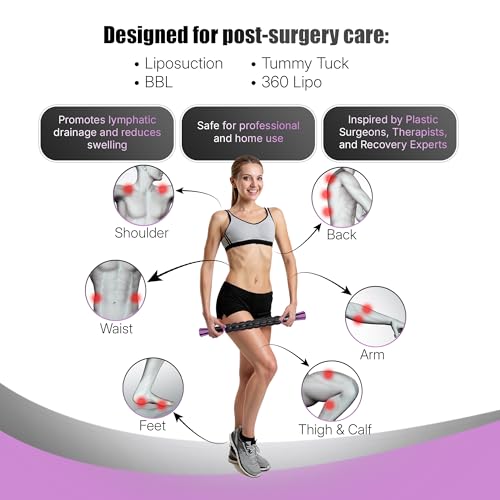 Post Liposuction Massager Stick, Lymphatic Drainage Massager, Post Lipo Surgery, Quality Material, Ridges & Grooves, Post-Op Recovery, Leg Cramps, Ideal Liposuction Recovery Supplies, Luxadar (Purple)