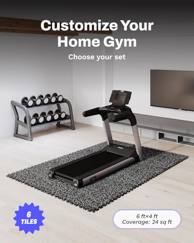 AIRHOP 0.79in Thick 24 Sq Ft Exercise Equipment Mats, 6 Tiles Upgraded Rubber Top with High Density EVA Foam, Large Interlocking Puzzle Gym Flooring for Home Gym, Heavy Weight Workout,Black & White