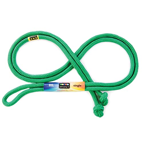 Just Jump It 8' Foot Single Jump Rope for Kids Women and Men - Active Outdoor Youth Fitness Excersing Equipment - Braided Nylon Gym Accessories - color: Green