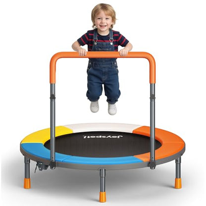 Premium 3FT Foldable Toddler Trampoline for Kids Ages 1-6, 36 Inch ASTM Certified Mini Trampoline with Adjustable Handle, 100 lbs Capacity, Quiet Elastic Bands, Safe for Indoor Outdoor Use