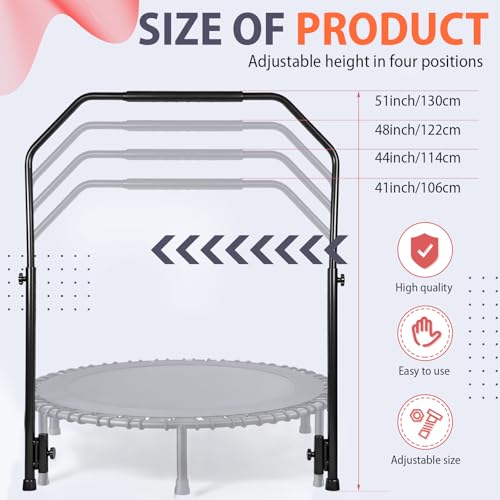 Adjustable Handle Bar Accessory for 40" Round Fitness Trampolines Non-Slip Cushy Rebounder Handle Accessory 4 Levels Adjustable Easy Assembly Trampoline Not Included