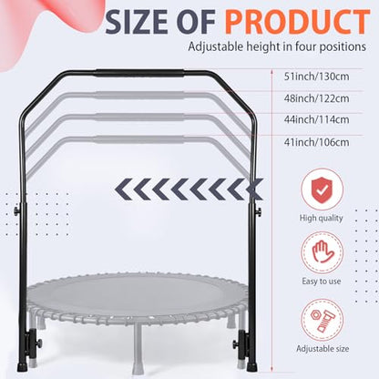 Adjustable Handle Bar Accessory for 40" Round Fitness Trampolines Non-Slip Cushy Rebounder Handle Accessory 4 Levels Adjustable Easy Assembly Trampoline Not Included