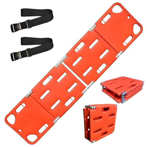 Water Floating Stretcher PE 4-fold, Plastic Emergency Rescue Spine Board, Life Board with Seat Belt, First Responder Backboard, Weight Capacity 353lbs