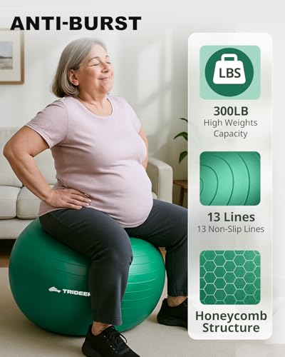 Trideer Exercise Ball for Physical Therapy, Core Strength, Stability & Balance Training, Swiss Ball for Yoga, Fitness & Rehabilitation