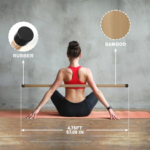RitFit Natural Bamboo Yoga Stick, 57" (4.75 ft), Stretching & Flexibility