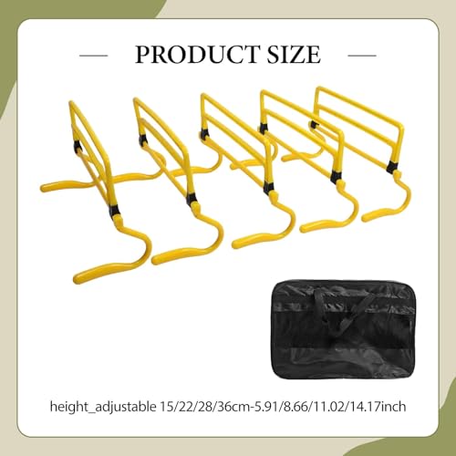 5 Pieces Agility Hurdles Field Training Speed Training Hurdles Fitness Workout Equipment Obstacle Rack Adjustable Height Foldable PVC Suitable for, Yellow