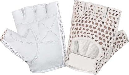MESH Leather Fingerless Weight Lifting Exercise Gym Wheelchair Gloves White W 1061 - size: XX-Large