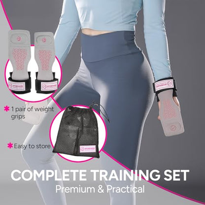 Premium Crossfit Grips for Women – Anti-Slip Lifting Grips & Wrist Straps for Weightlifting, Workout, Deadlift, Pull-Ups, Barbell, Easy-to-Clean, Odor Free, Size Small & Medium - size: Medium (M)