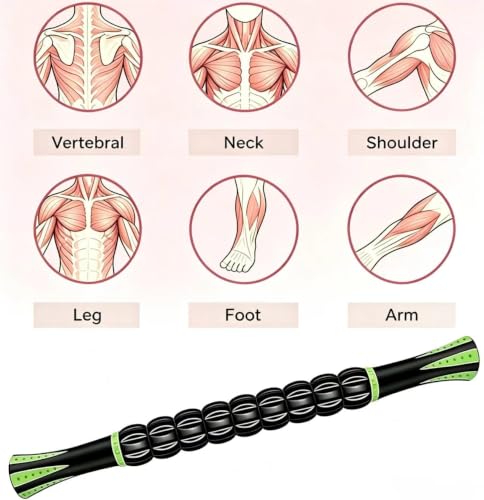 Muscle Roller Stick - A Full-Body Massage Roller that Can Relieve Muscle Soreness, Cramps and Tension After Exercise. It is a Handheld Physical Therapy and Recovery Tool (Green and Black) - color: Green Black