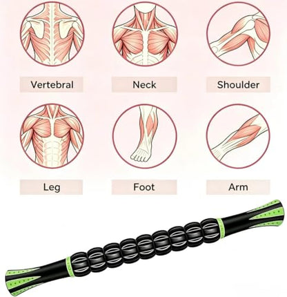 Muscle Roller Stick - A Full-Body Massage Roller that Can Relieve Muscle Soreness, Cramps and Tension After Exercise. It is a Handheld Physical Therapy and Recovery Tool (Green and Black) - color: Green Black