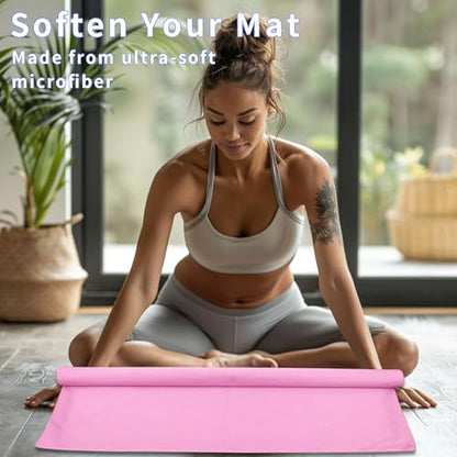 MIAOMIAO Non-Slip Hot Yoga Towel Set,Super Absorbent Microfiber in, 24.5" x 72" - Anti-Slip, Injury Free Design for Pilates, Yoga Mats, Exercise, and Fitness Gear - color: Light Blue