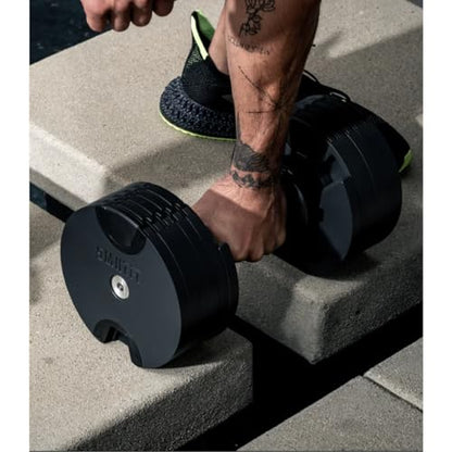 SMRTFT NUOBELL Adjustable Dumbbells 5–100 lb Set | Original NUOBELL | 26 Weights in 1 for Home Gym Strength Training | Steel-Knurled Handle | Space-Saving Dumbbell Set of 2 | 2-Year Warranty