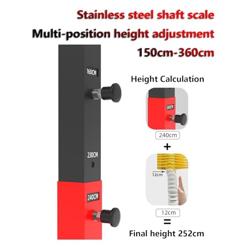Jump Tester, 150-320cm Vertical Measurement Tool, Wheeled Mobility, Water Filled Weighted, Quick Reset Trainer