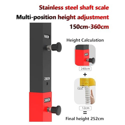 Jump Tester, 150-320cm Vertical Measurement Tool, Wheeled Mobility, Water Filled Weighted, Quick Reset Trainer