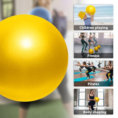 Cikyner Soft Pilates Ball, Small Exercise Ball 9 Inch Mini Gym Ball with Inflatable Straw, Suitable for Pilates, Yoga, Full Body Training, Physical Therapy and Balance improving at Home, Gym & Office - color: Yellow