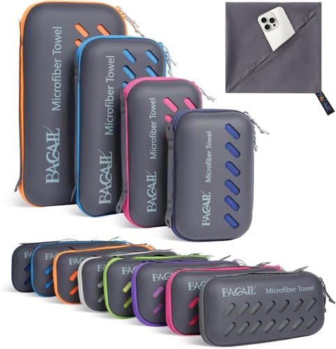 BAGAIL Camping Towel with EVA Case, Compact & Ultra Soft Microfiber Travel Towel - Super Absorbent & Lightweight Quick Dry Towels for Sports, Beach, Gym, Backpacking, Hiking and Yoga - color: Dark Grey, size: L - 28" x 56"