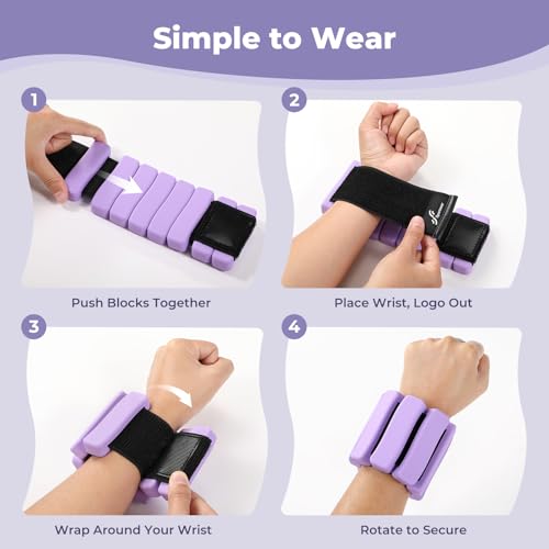 Sportneer Wrist & Ankle Weights for Women & Men Set of 2 (1LB/2LB Each) - Soft Silicone Arm & Leg Weights for Pilates, Yoga, Walking, Barre, Home Workout, Water Aerobics