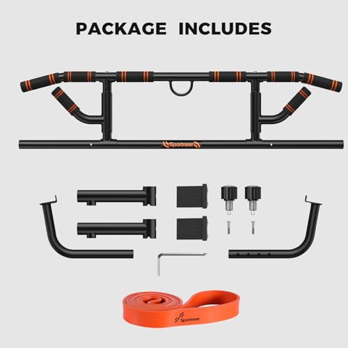 Sportneer 2026 Upgraded Pull up Bar for Doorway Pull Up Bar with Rotating Handles, Multi-Grip Door Pull Up Bar Upper Body Trainer, 440 lb Capacity, Home Gym Strength Training