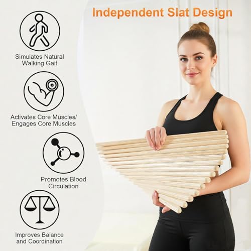 Maple Wood Balance Board, 360° Exercise Rocker Wobble Board to Simulate Surfing, Skiing & Skateboarding, Anti-Slip Flat for Standing Desk, Focus, Movement, and Ankle Strength Training