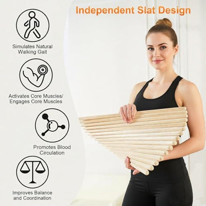 Maple Wood Balance Board, 360° Exercise Rocker Wobble Board to Simulate Surfing, Skiing & Skateboarding, Anti-Slip Flat for Standing Desk, Focus, Movement, and Ankle Strength Training