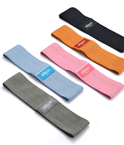 GLAMFIT Booty Resistance Bands for Women - Set of Non-Slip 5 Cotton Loops, Hip Thigh Glute Workout Bands for Squats, Yoga & Home Fitness Strength Training (Level 5)