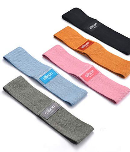 GLAMFIT Booty Resistance Bands for Women - Set of Non-Slip 5 Cotton Loops, Hip Thigh Glute Workout Bands for Squats, Yoga & Home Fitness Strength Training (Level 5)