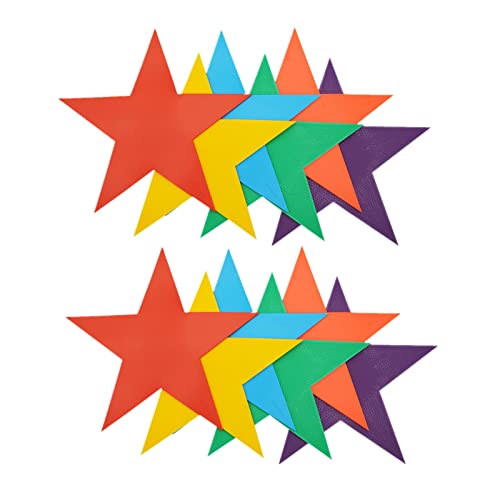 12pcs Colorful Star Arrow Spot Marker Non-Slip Directional Carpet Marker for Training Agility, Kids Classroom Activity, Gym, Sport, Home (Star) - style: Star