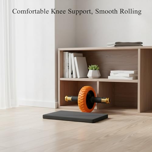 Ab Wheel Roller with Knee Pad - Orange Exercise Wheel for Core Training & Home Workouts
