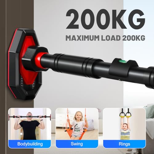 Ciieeo Adjustable Pull up Bar for Doorway with Secure Locking No Drill Installation Comfortable Grip Portable Home Gym Strength Training Equipment 39.37 Inch
