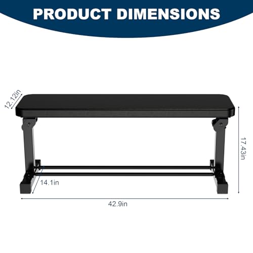 Extended Flat Weight Bench, Extra Long Workout Bench for Weightlifting and Strength Training, 1000lbs Capacity, Home Gym Equipment