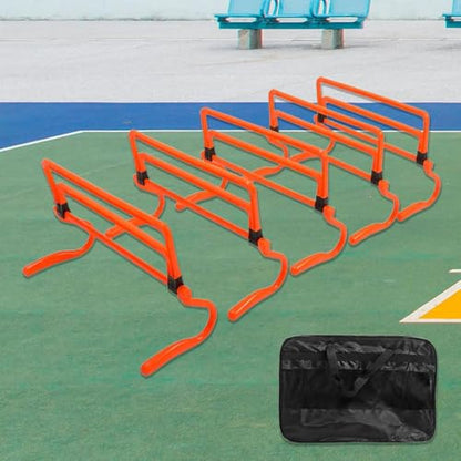 5 Pieces Agility Hurdles Training Speed Hurdles Obstacle Rack Foldable PVC Adjustable Height Lightweight Portable Suitable for Fitness Coaching Childr