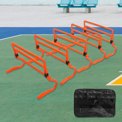 5 Pieces Agility Hurdles Field Training Speed Training Hurdles Fitness Workout Equipment Obstacle Rack Adjustable Height Foldable PVC Suitable for, Orange
